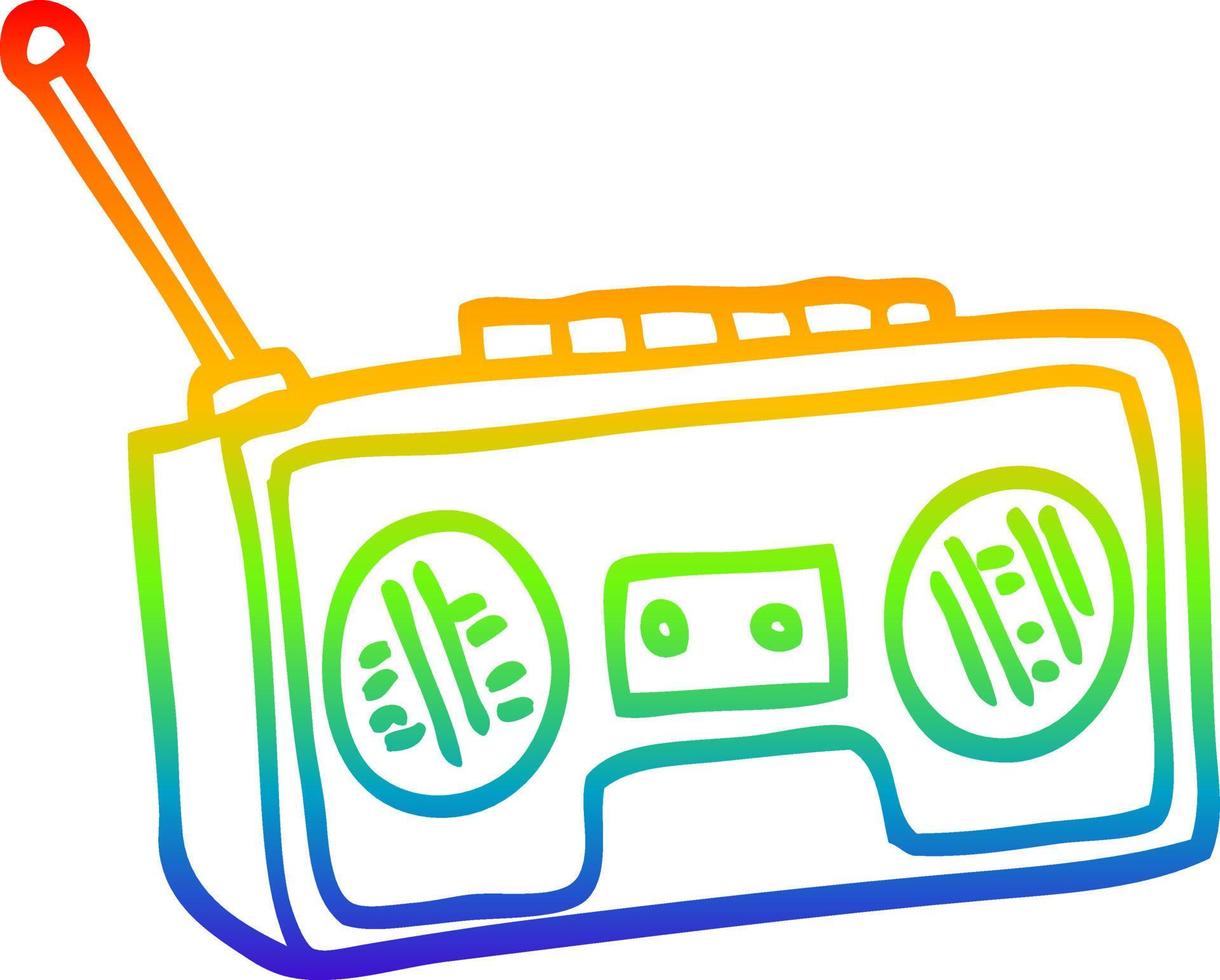 rainbow gradient line drawing cartoon radio player vector