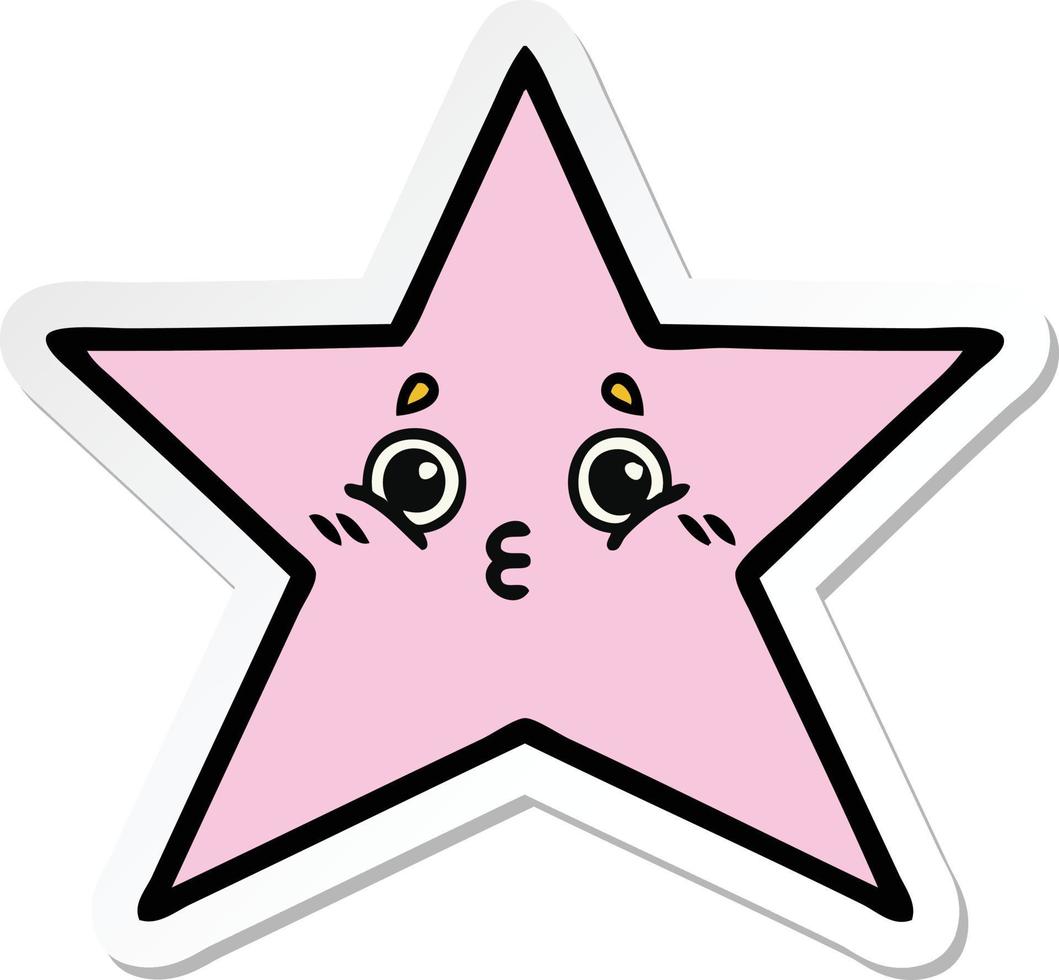 sticker of a cute cartoon star fish vector