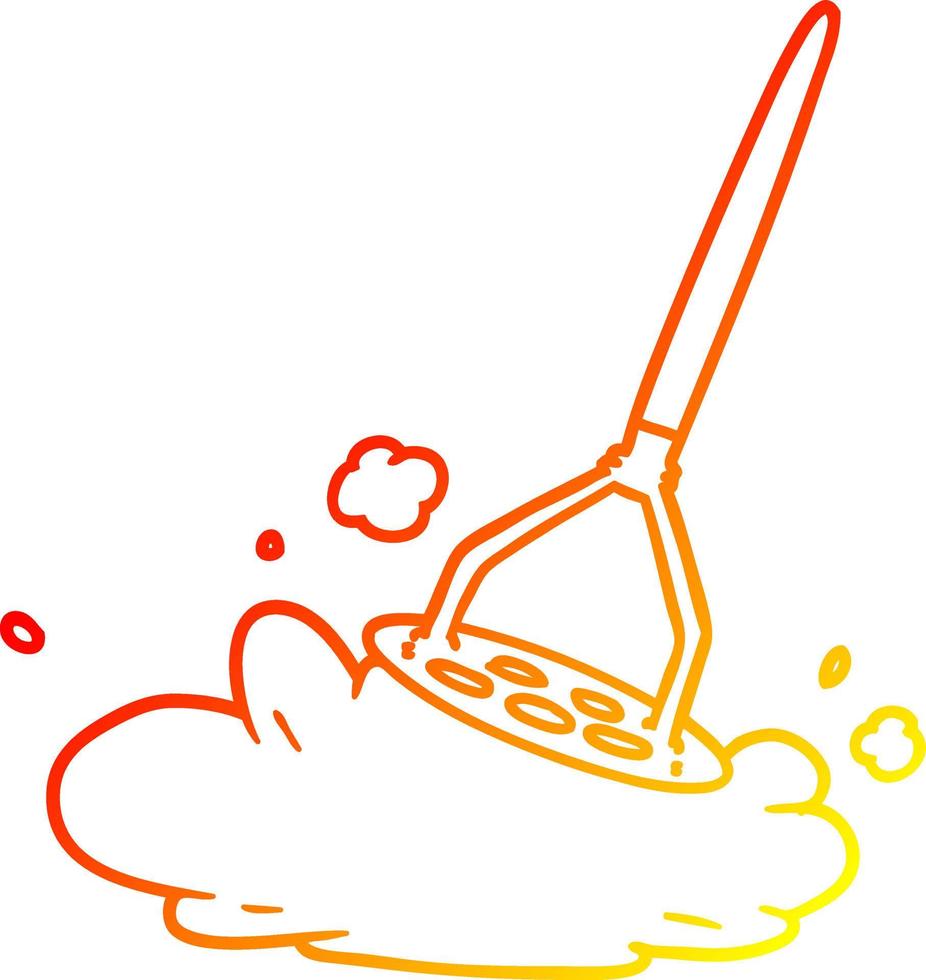 warm gradient line drawing cartoon potato masher vector