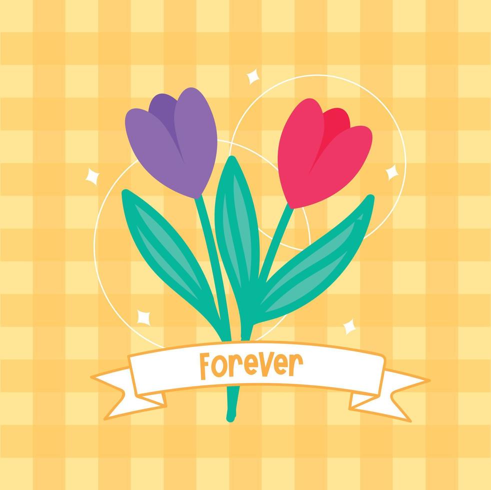 tarjeta de flor de tulipán vector