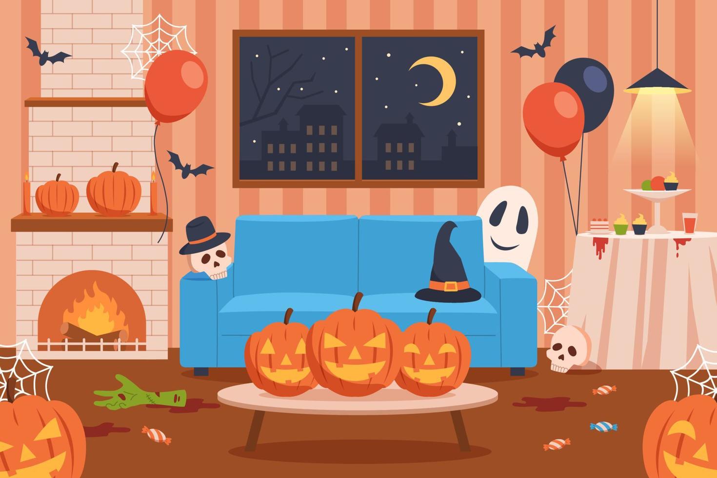 fondo de decoración de interiores de halloween vector