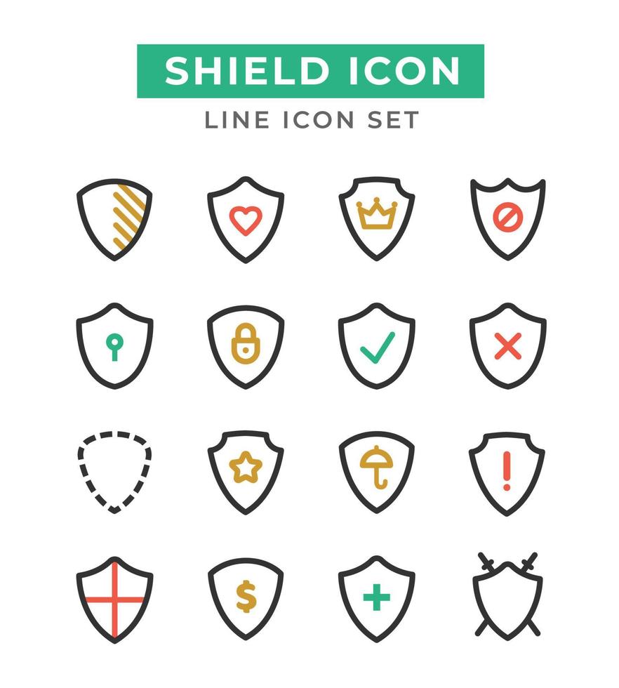 Shield Line Icon Set vector