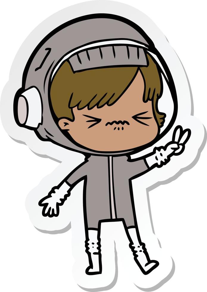 sticker of a angry cartoon space girl holding up two fingers 10686260