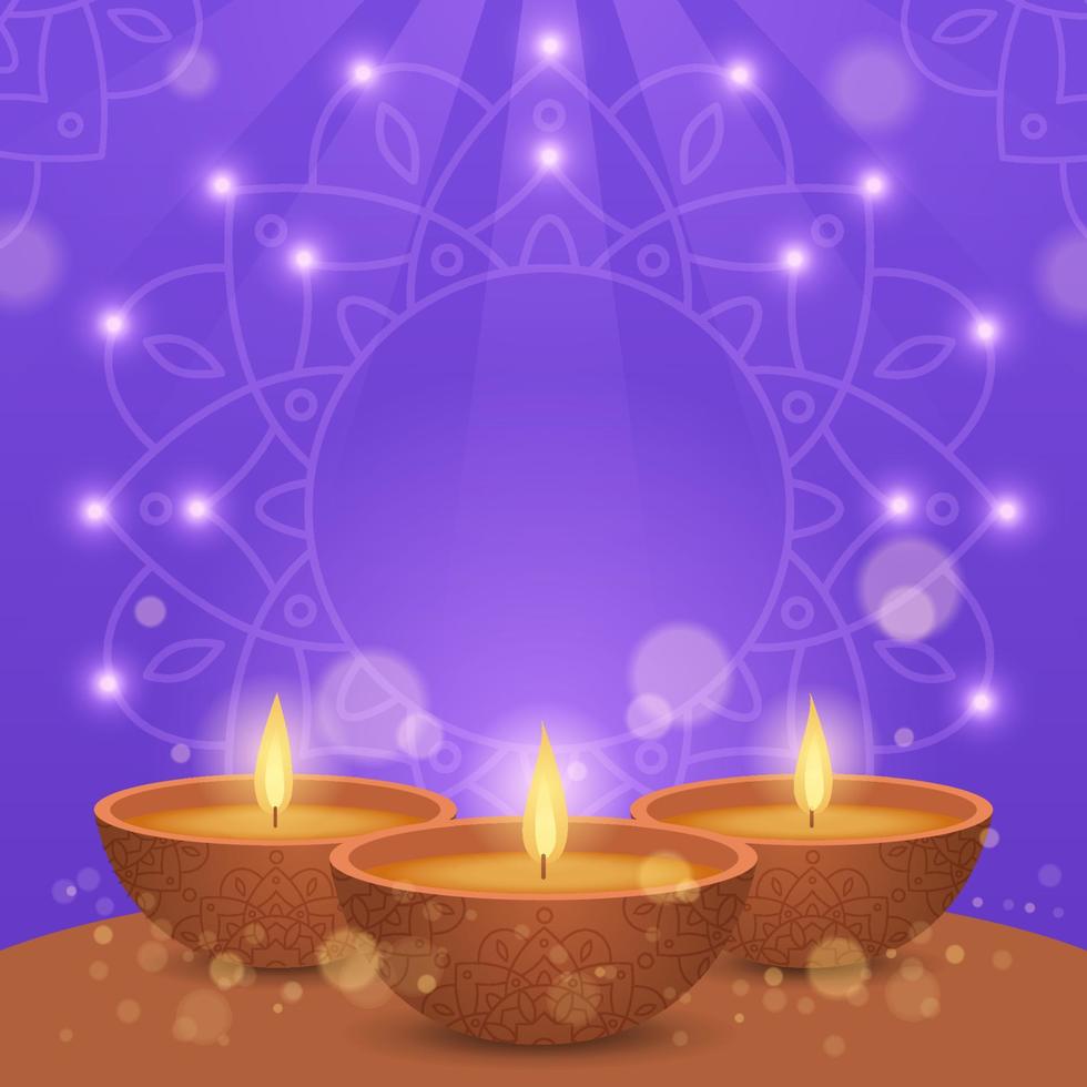 fondo de diwali con lámpara de aceite vector