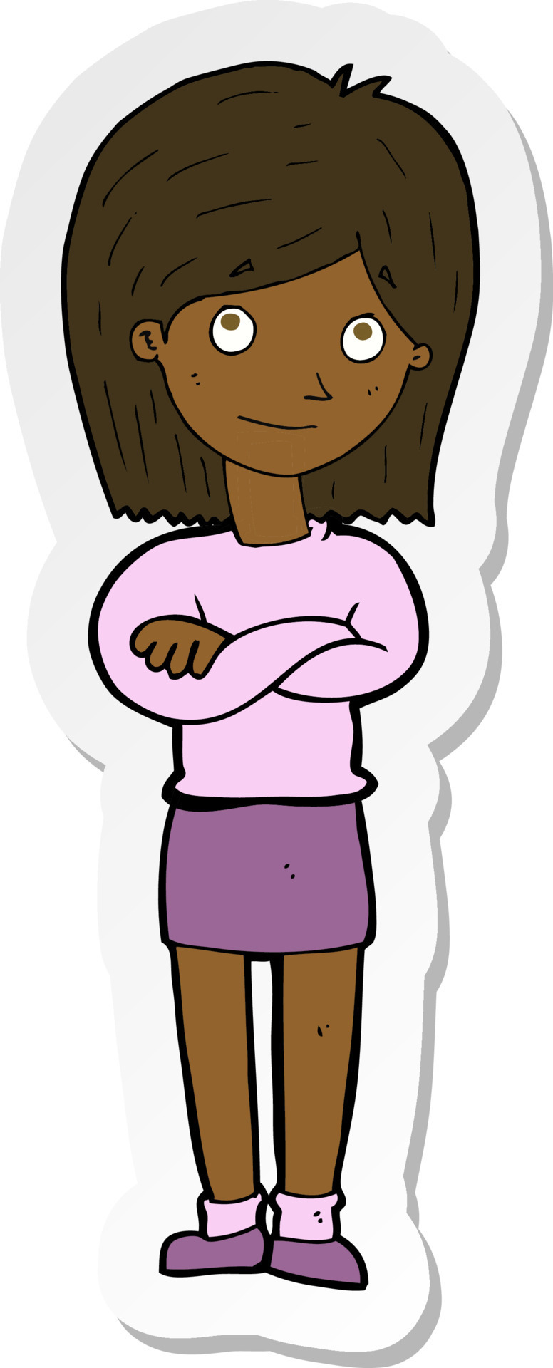 sticker of a cartoon friendly girl rolling eyes 10686274 Vector Art at