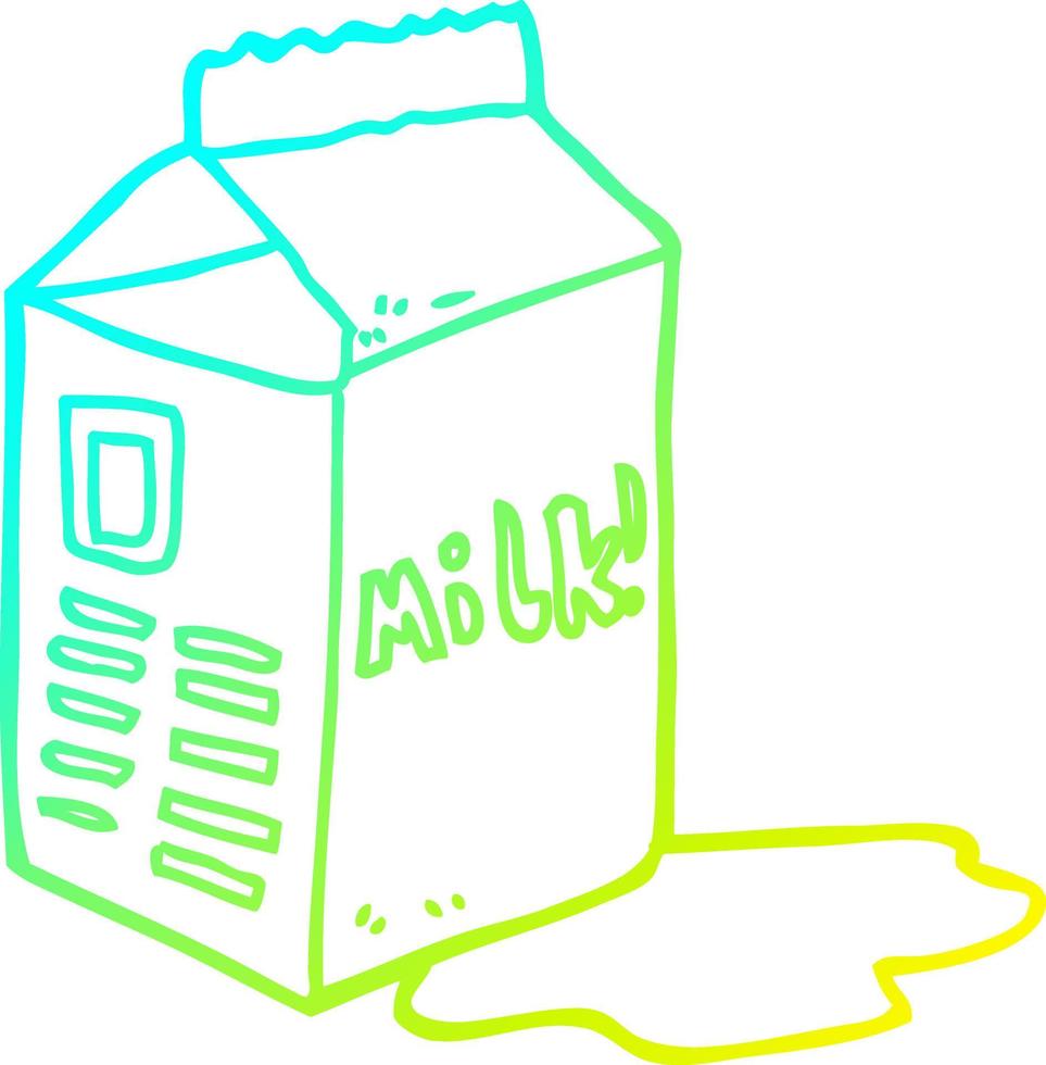 cold gradient line drawing cartoon milk carton vector
