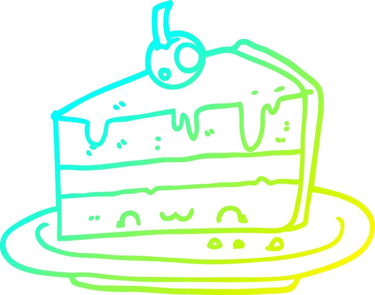 cold gradient line drawing cartoon cake vector