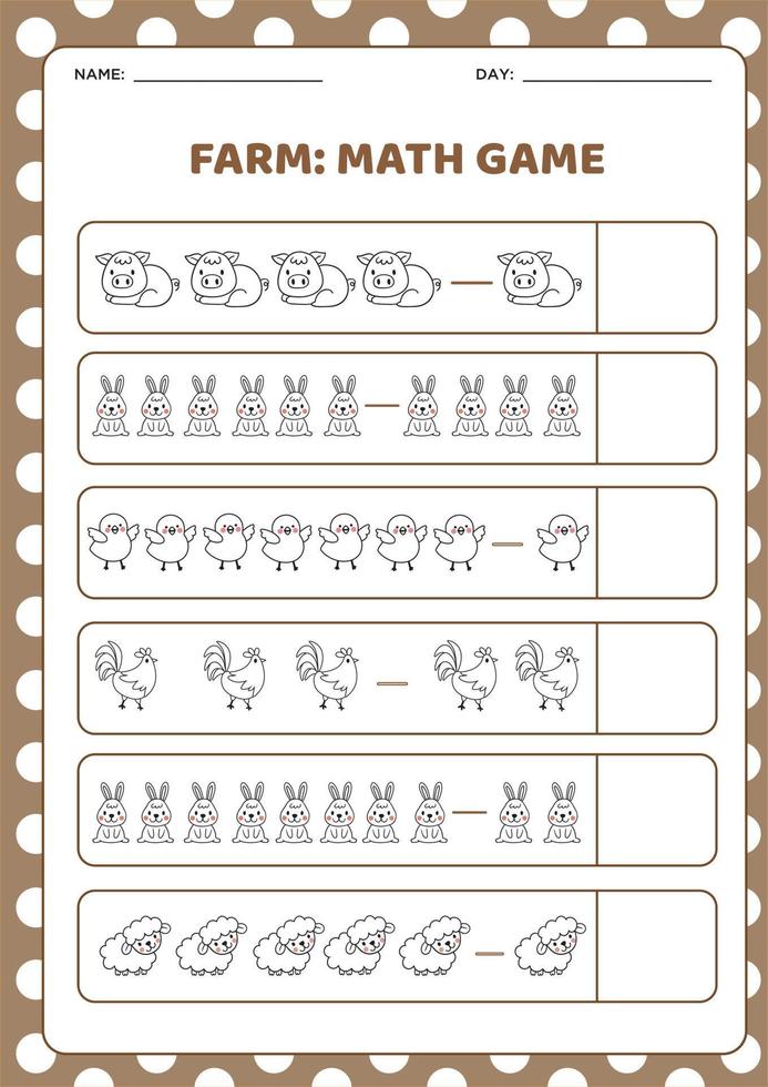 Math game. Problems with subtraction vector