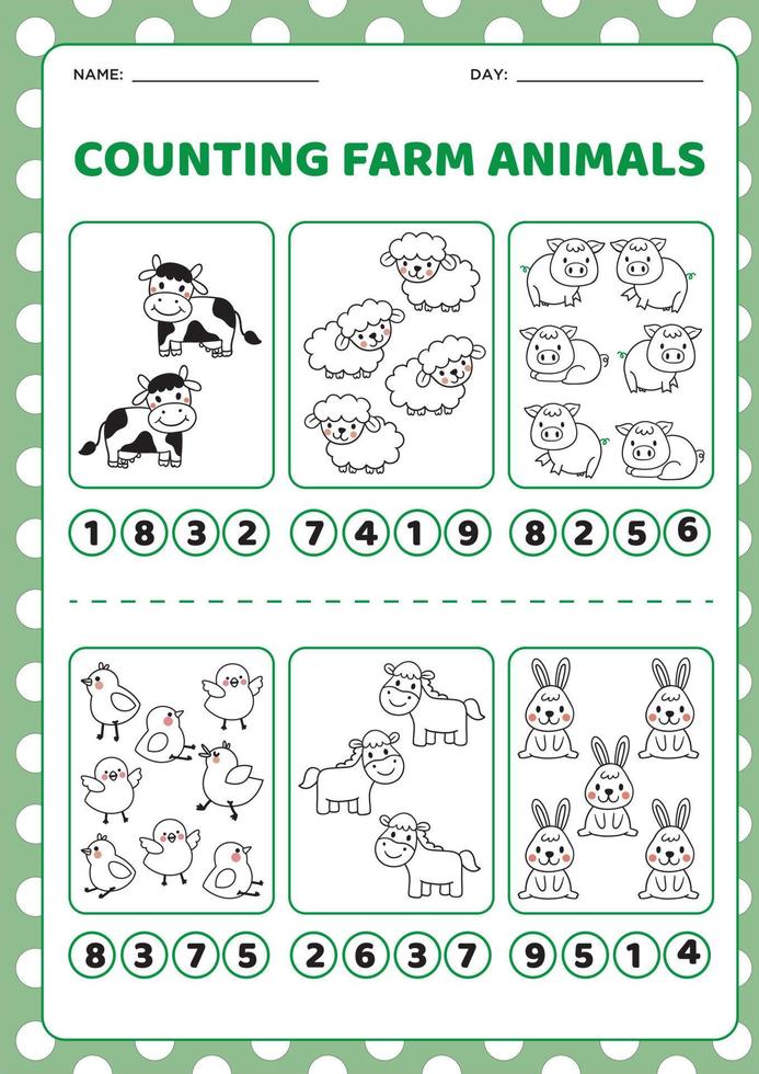 contando animales de granja vector