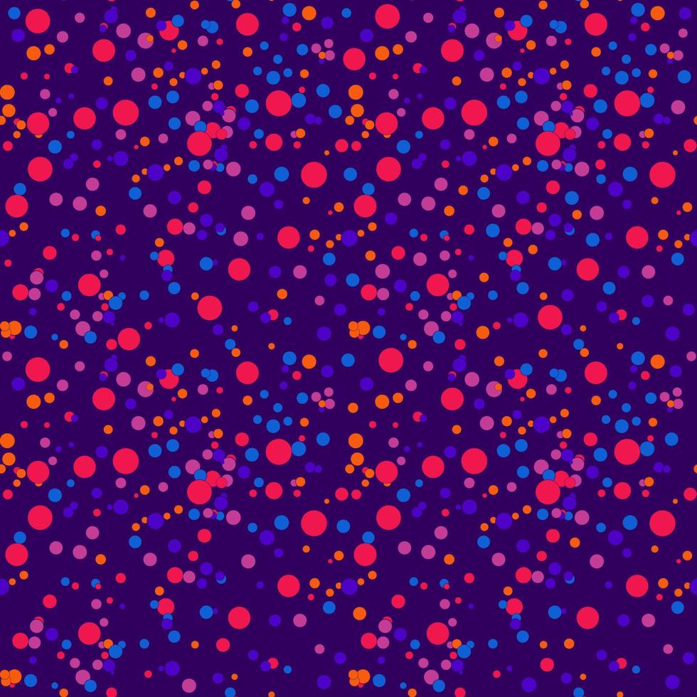 Festive seamless pattern with colorful round paint splatters. Messy overlay circles background. Dotted texture. Chaotic grunge dot. Geometric wrapping paper. vector