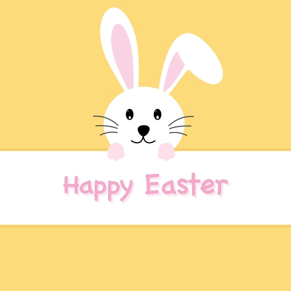 Easter card with rabbit on yellow background. vector