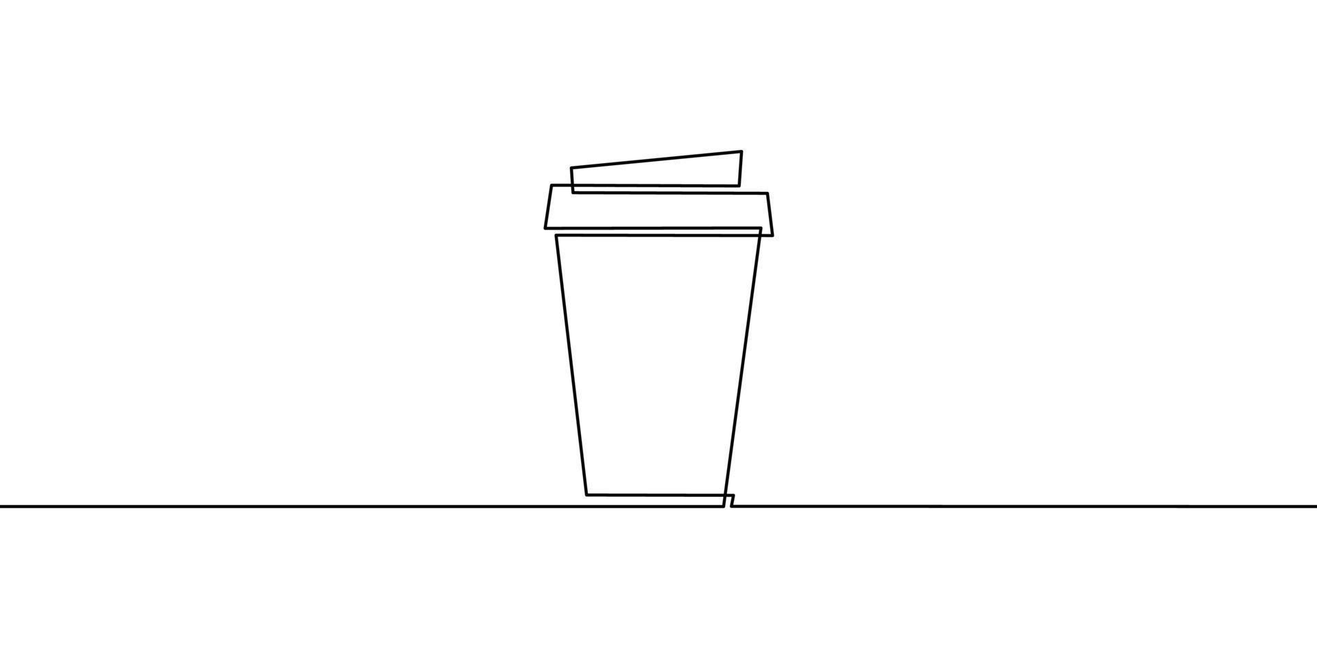 Continuous line drawing of coffee cup on white background. vector