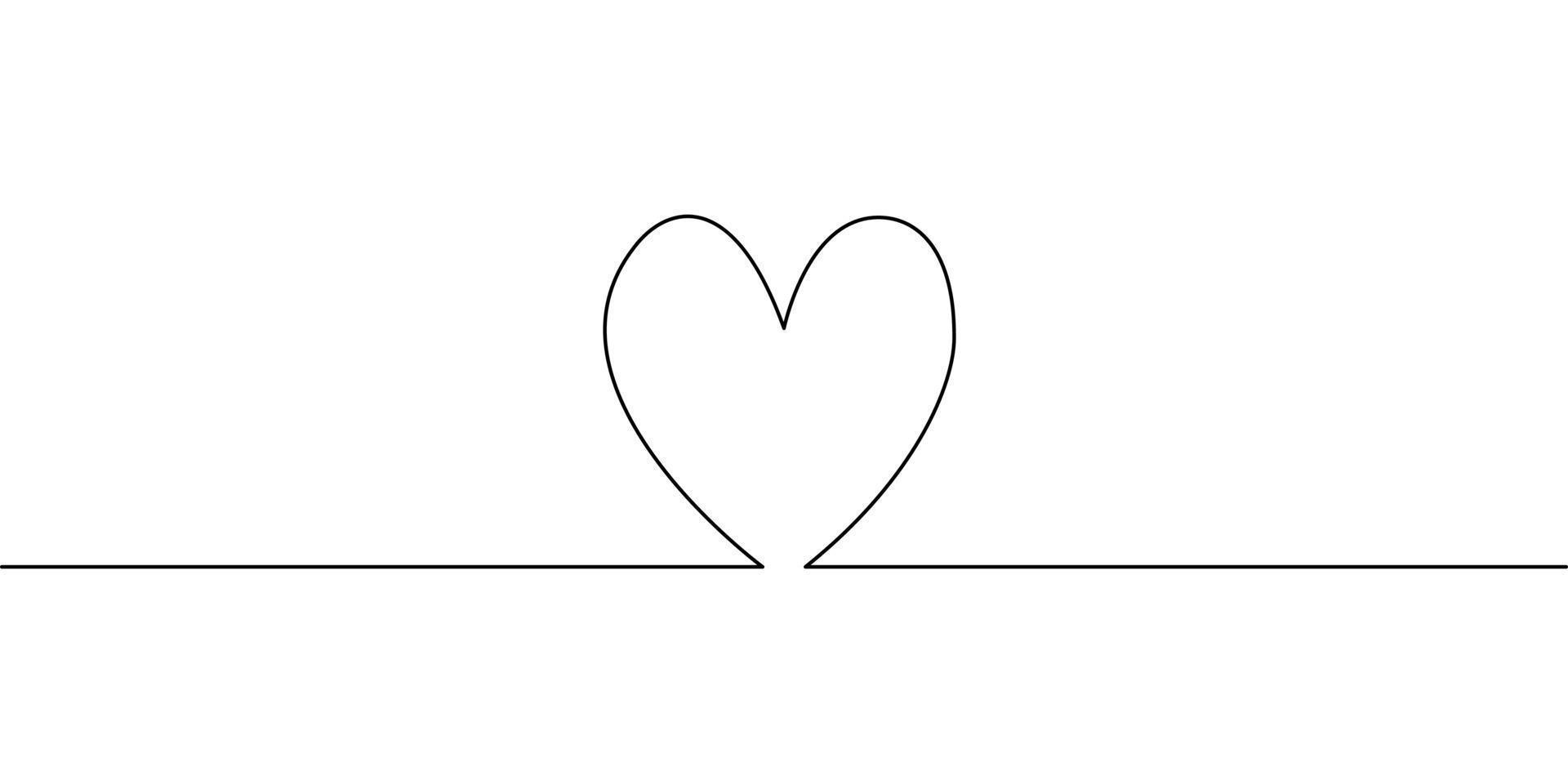 Continuous line drawing of heart on white background. vector