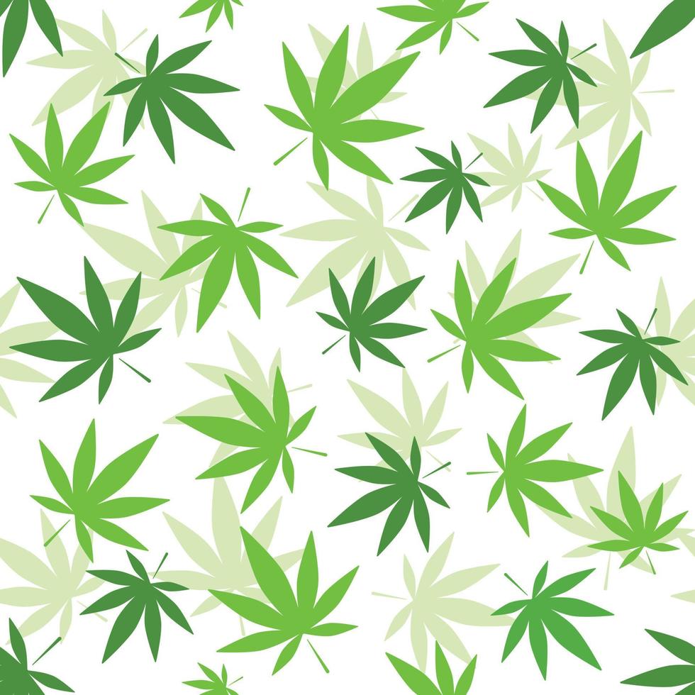 Cannabis leaf seamless pattern on white background. vector