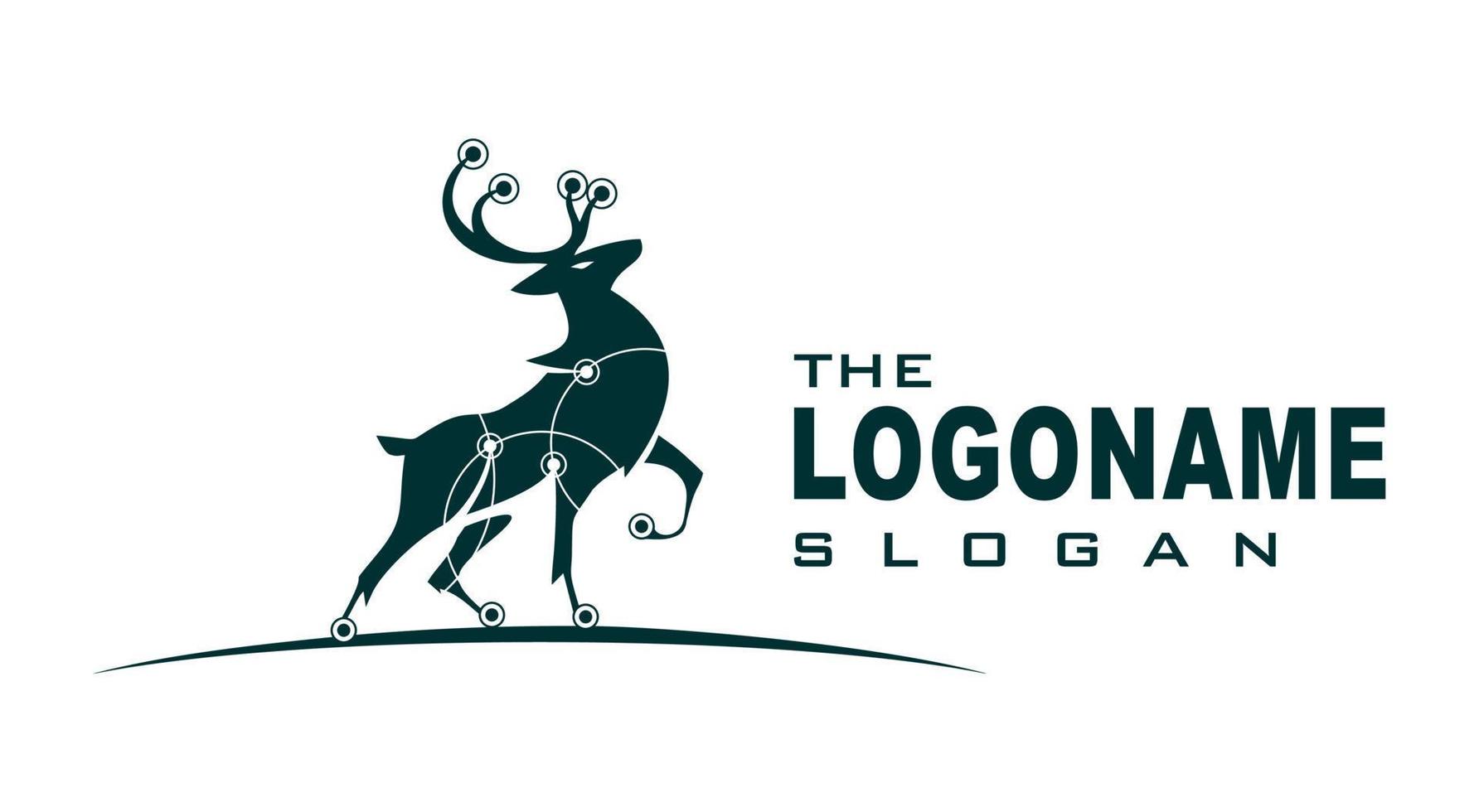 Stag logo with connection symbol vector