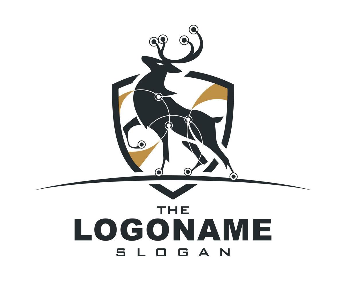 Stag logo with connection symbol vector