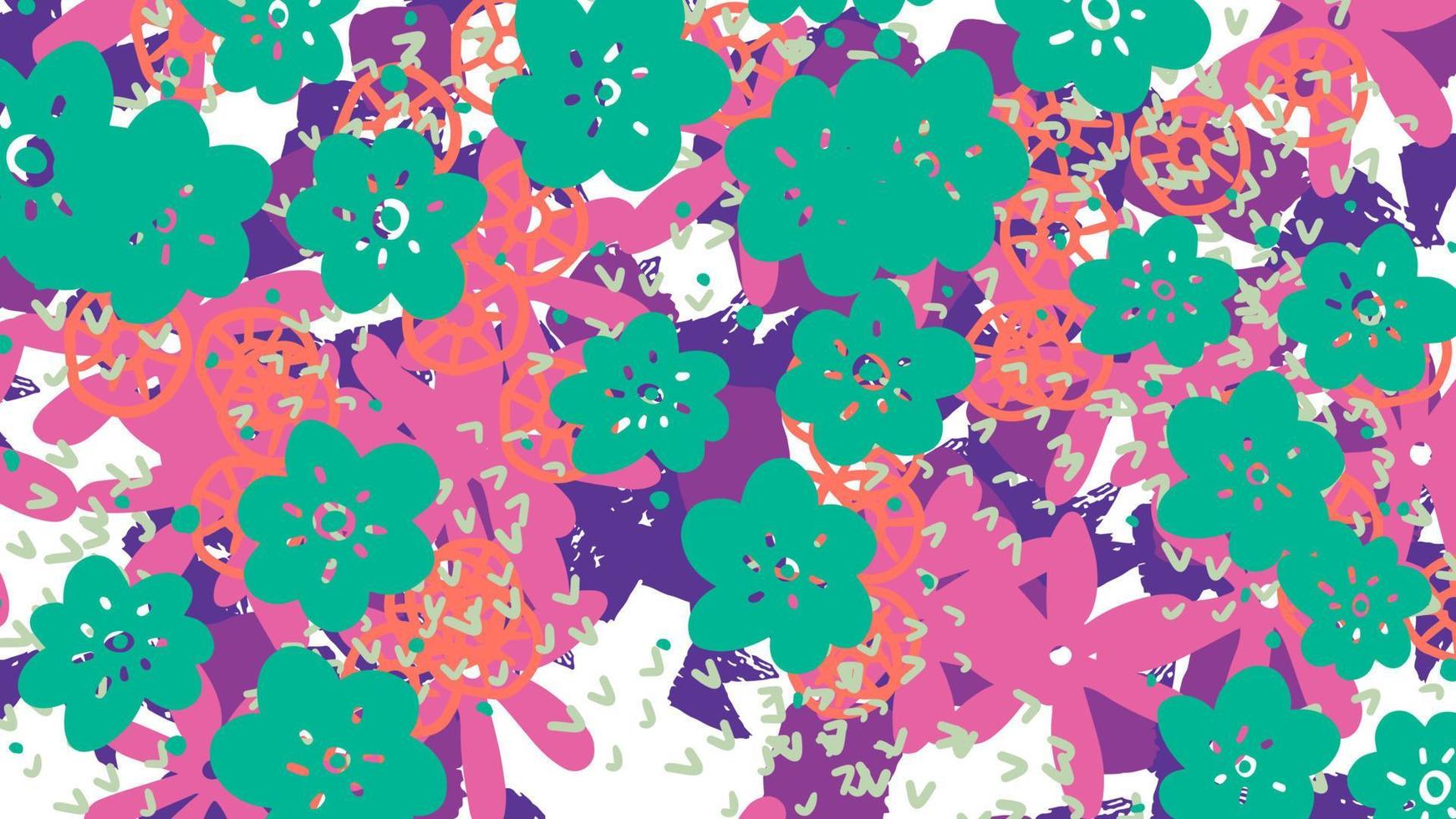 fondo de formas de garabato floral ditsy de fantasía. tarjeta abstracta desordenada, diseño. linda página de inicio creativa o antecedentes comerciales. portada publicitaria, tarjeta de boda. vector