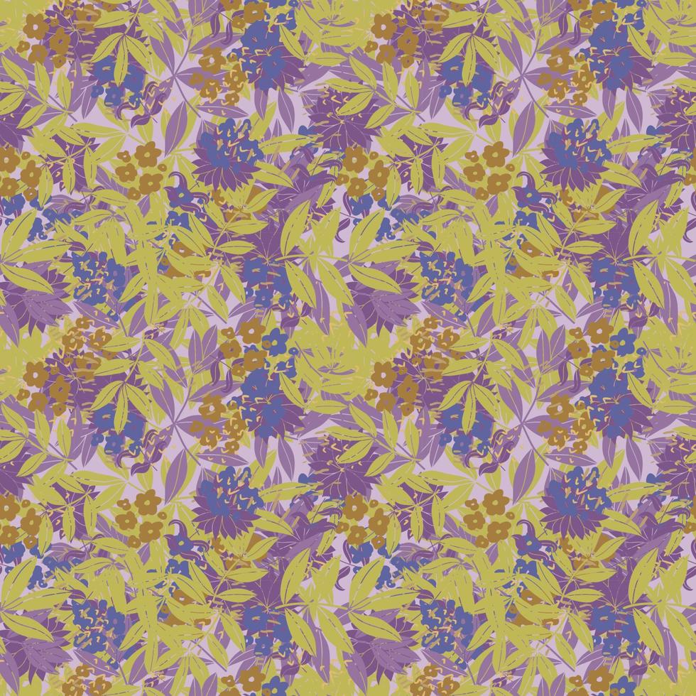 Abstract colorful messy doodle flower seamless pattern. Fantasy floral background. Ditsy floret texture. vector