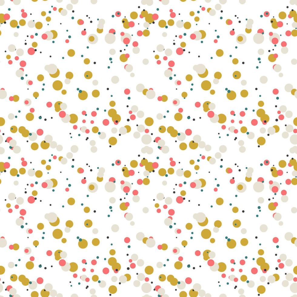 Festive seamless pattern with colorful round paint splatters. Messy overlay circles background. Dotted texture. Chaotic grunge dot. Geometric wrapping paper. vector