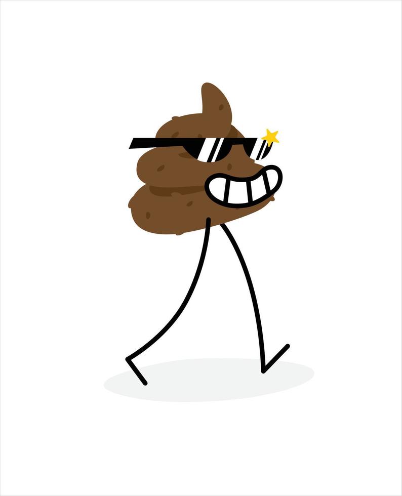 Illustration of a piece of turd. Vector illustration. Image is isolated on white background. Emotion shit. Brand for the company. Symbol, emblem. Mascot. Brown cute character.