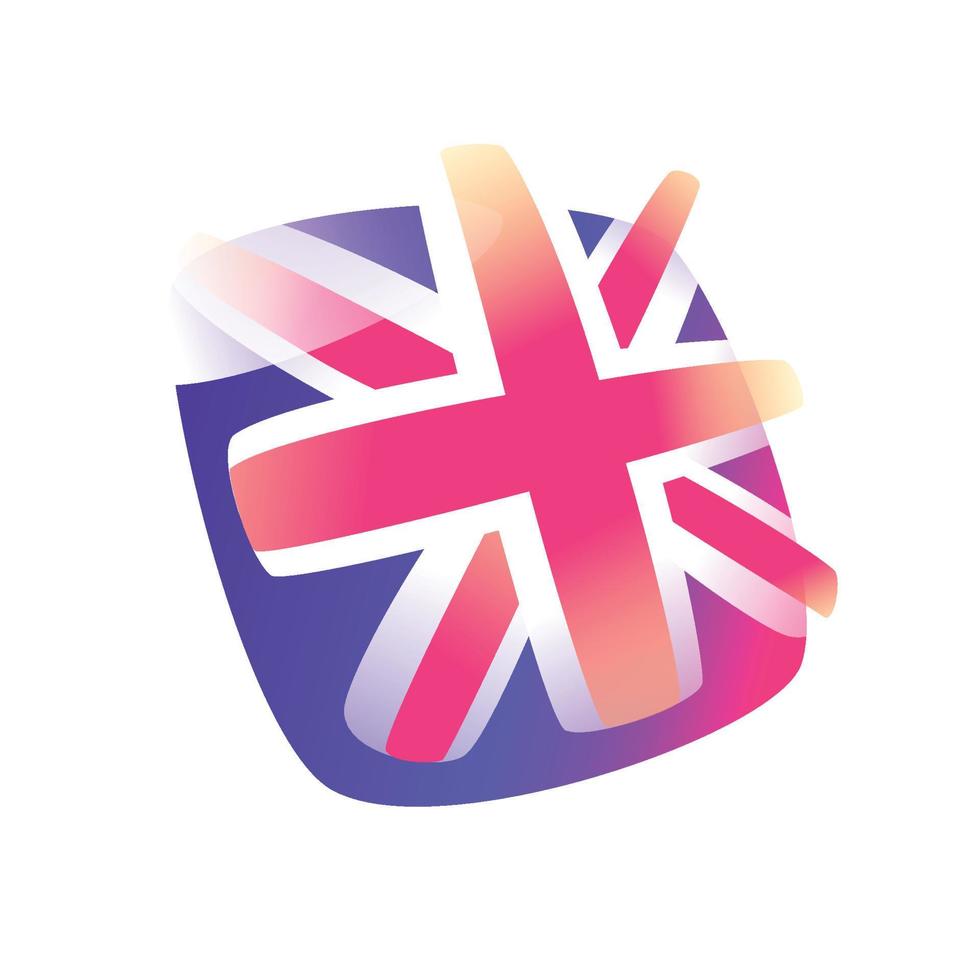 British flag icon. Flag of the Great Britain. Vector icon. Image is isolated on white background. Form style. Icon for website and print. Talisman, a brand for the company. Symbol, emblem.