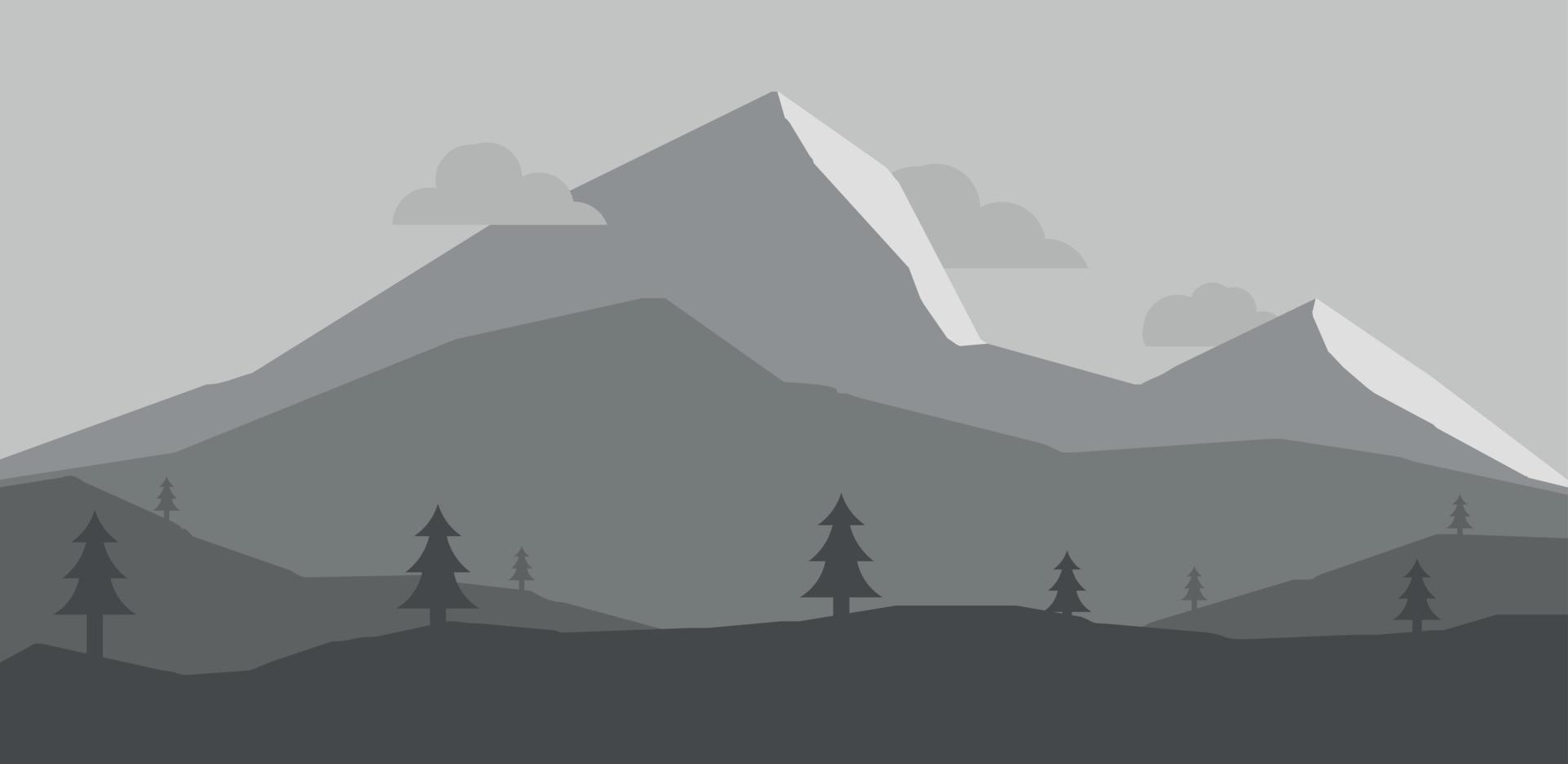 Vector landscape black and white