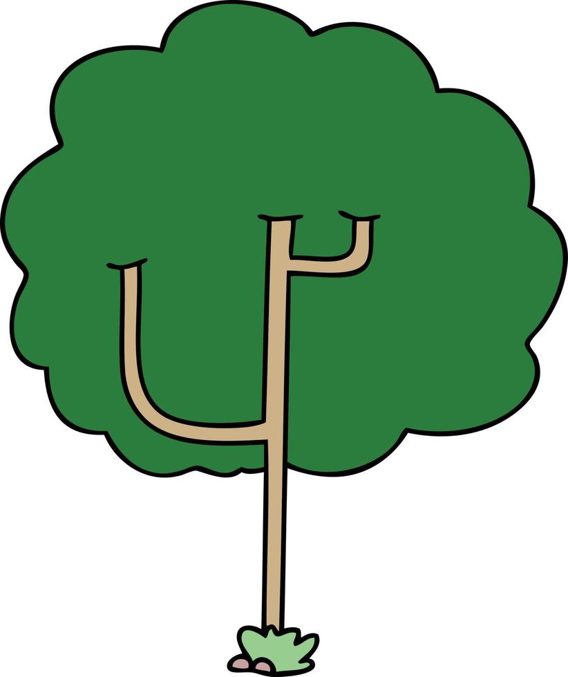 quirky hand drawn cartoon tree vector