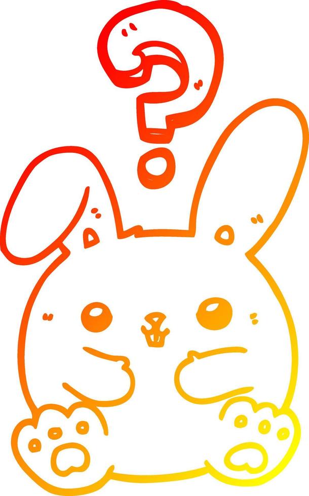 warm gradient line drawing cartoon rabbit with question mark vector