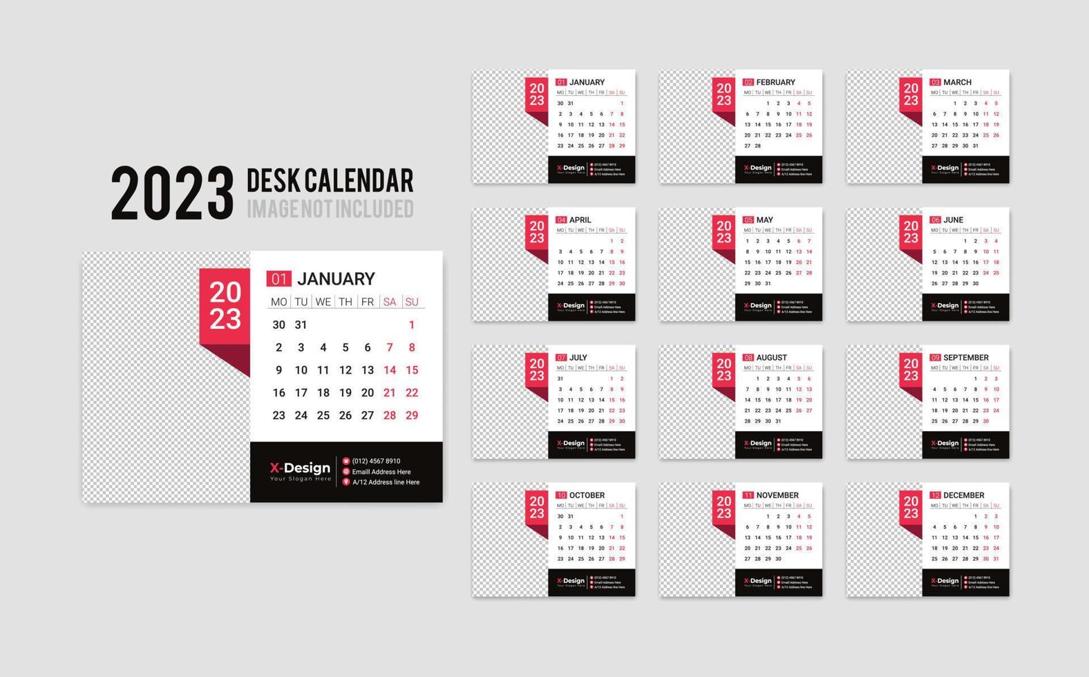 New Year 2023 Desk Calendar Template vector