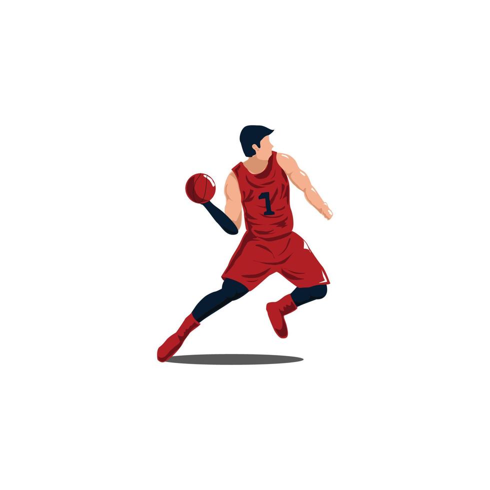hombre lanzando la pelota en el juego de baloncesto - ilustraciones del jugador de baloncesto lanzando la caricatura de la pelota aislada en blanco vector