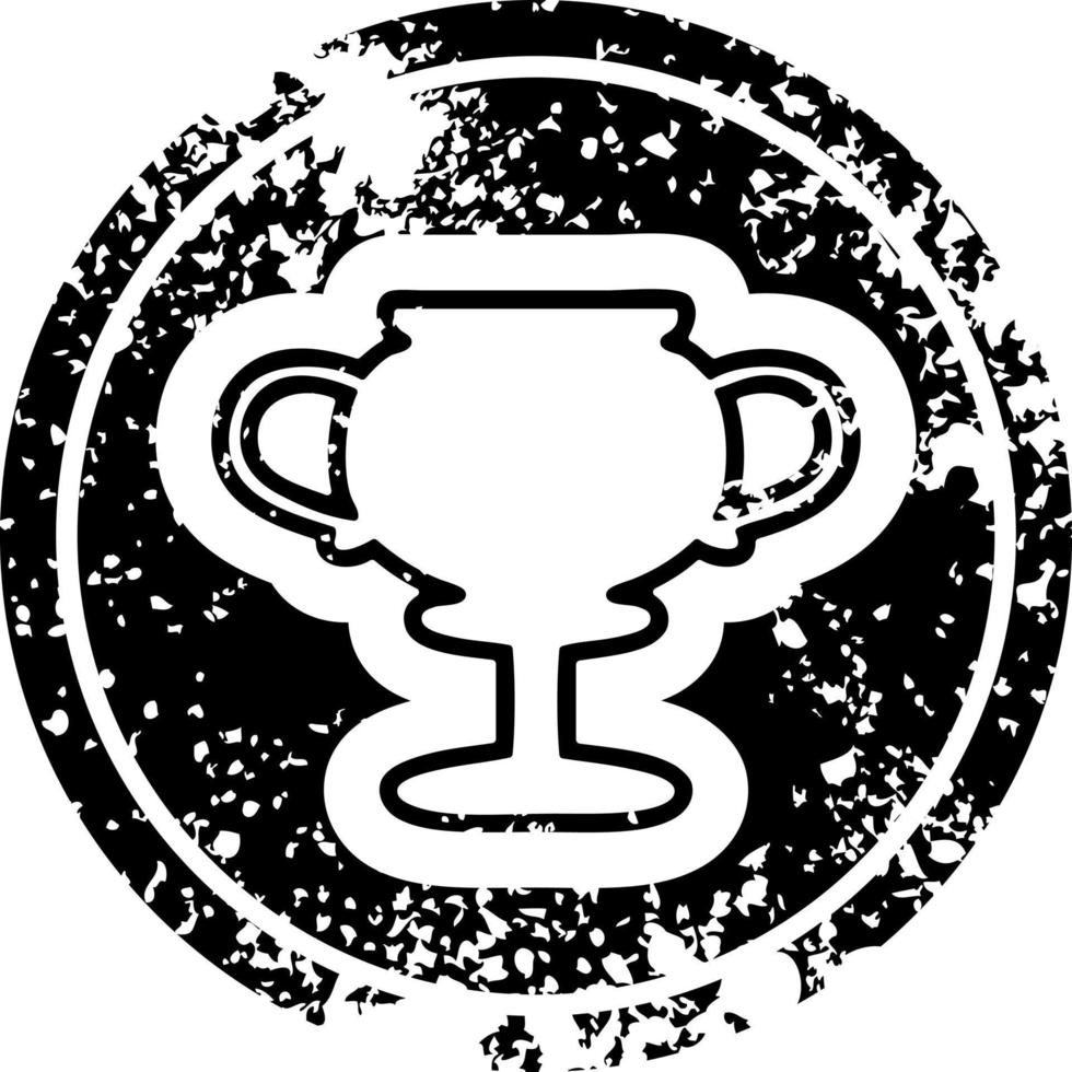 trophy cup distressed icon vector