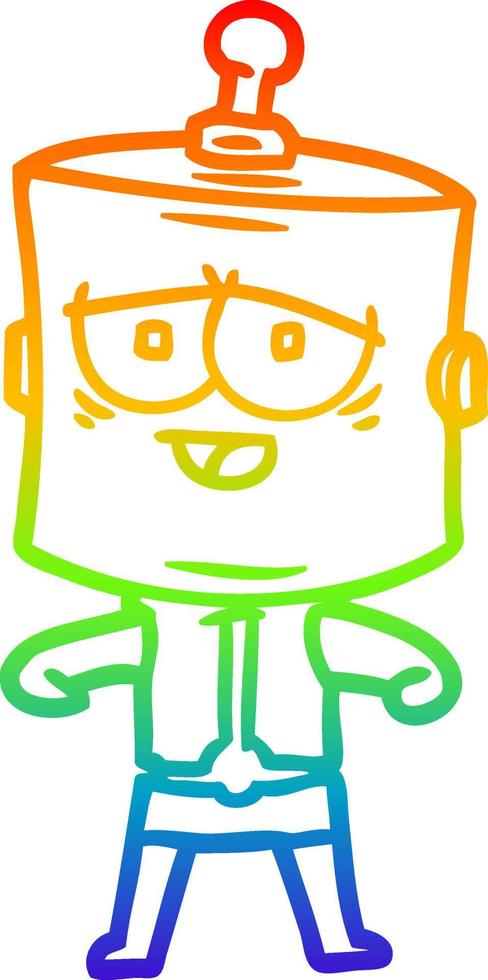 rainbow gradient line drawing cartoon robot vector