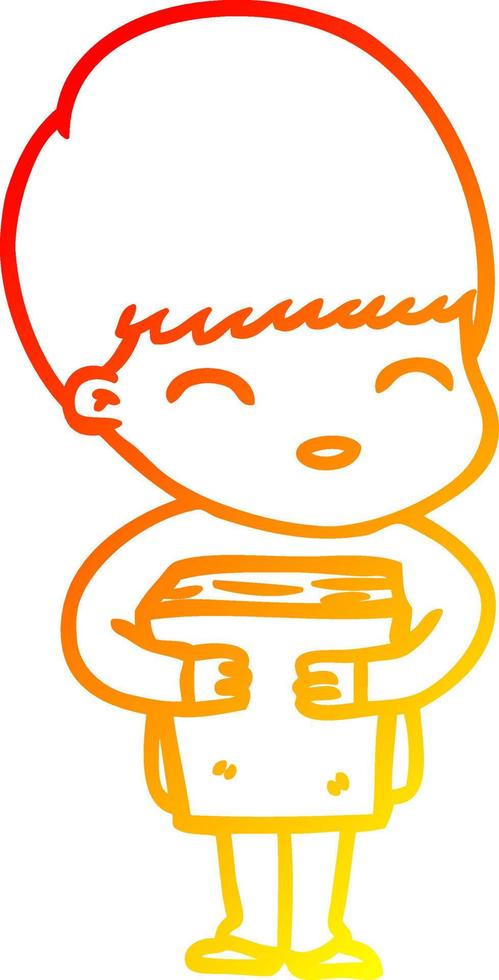 warm gradient line drawing happy cartoon boy vector