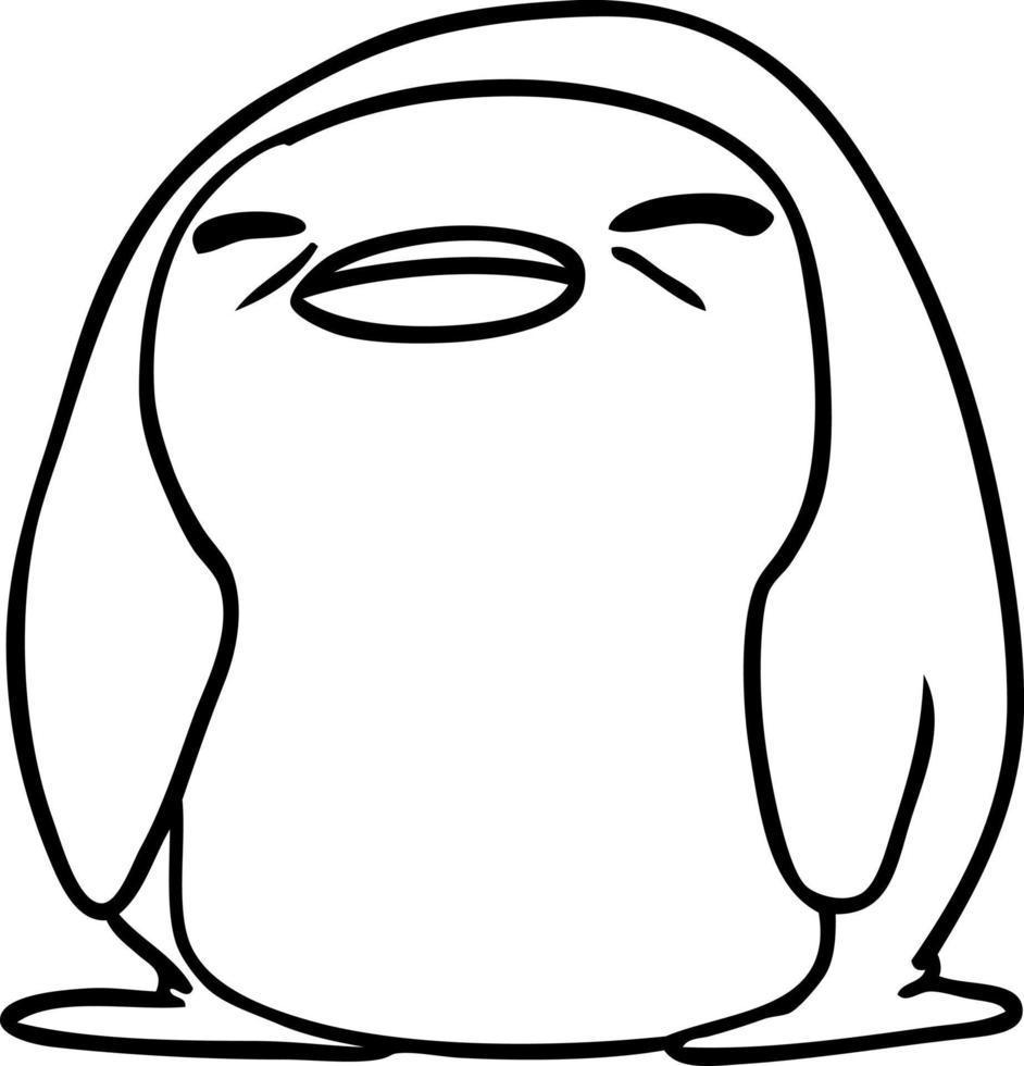 line drawing kawaii of a cute penguin vector