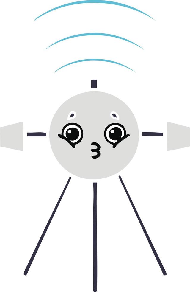 flat color retro cartoon satellite vector