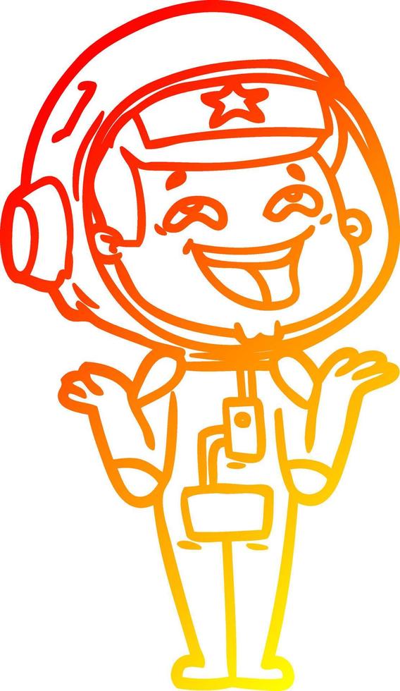 warm gradient line drawing cartoon laughing astronaut vector