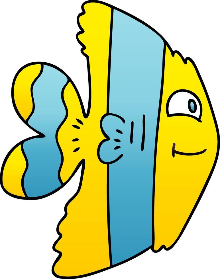 quirky gradient shaded cartoon fish vector