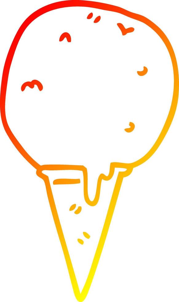 warm gradient line drawing cartoon ice cream cone vector