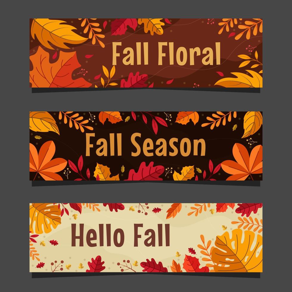 banner de hojas florales de otoño vector