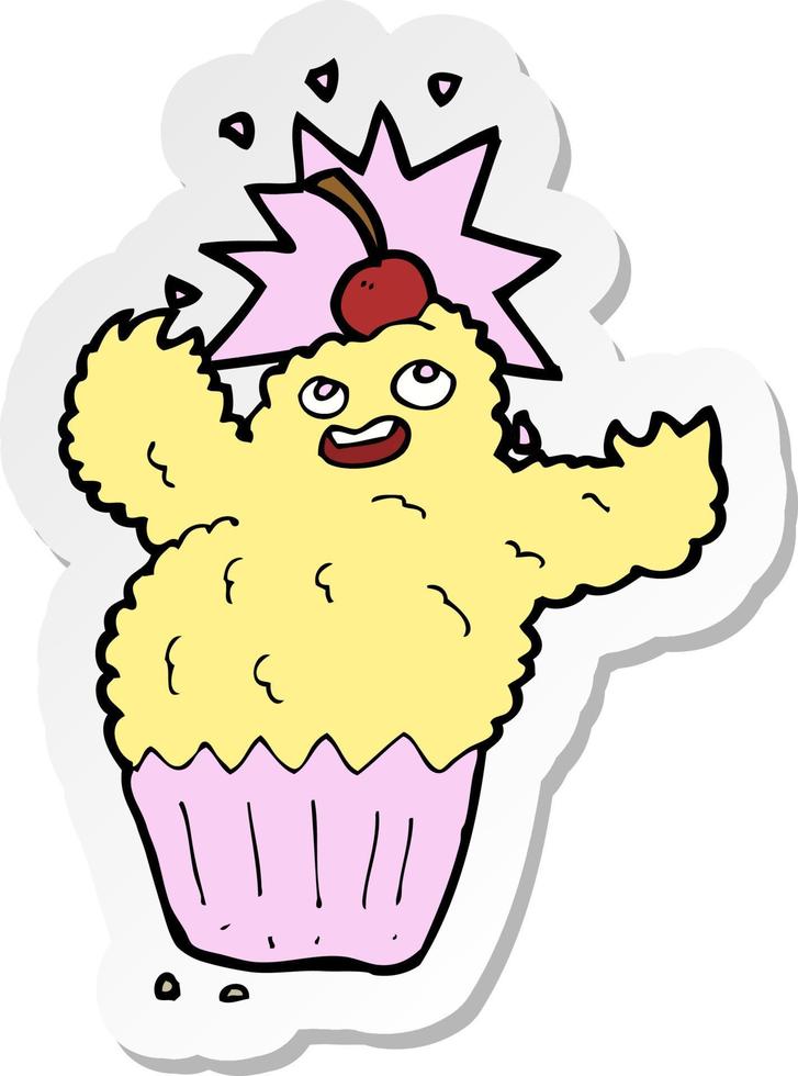 sticker of a cartoon cupcake monster vector