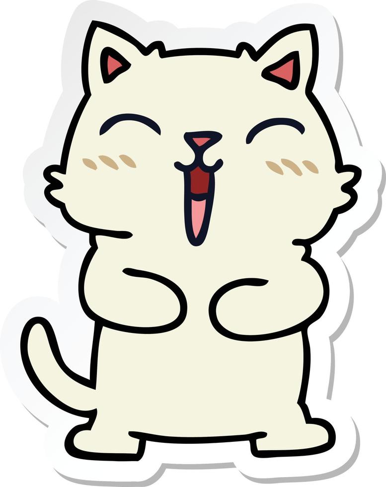 sticker of a quirky hand drawn cartoon cat vector