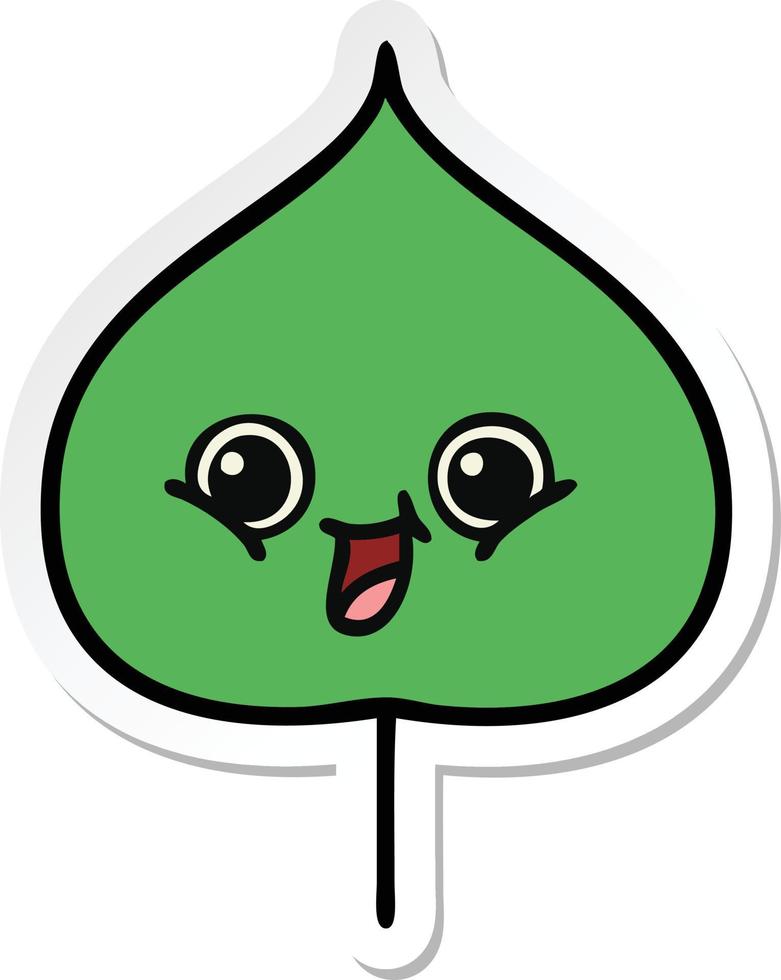 sticker of a cute cartoon expressional leaf vector