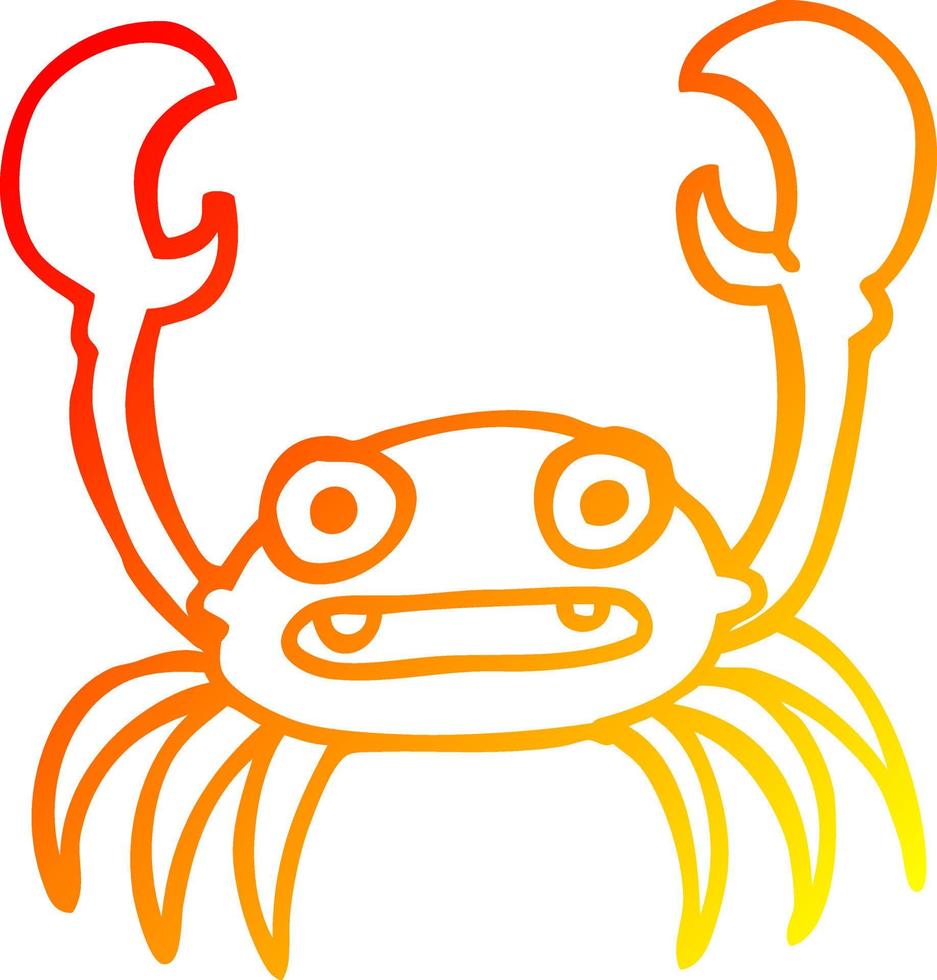 warm gradient line drawing cartoon crab vector