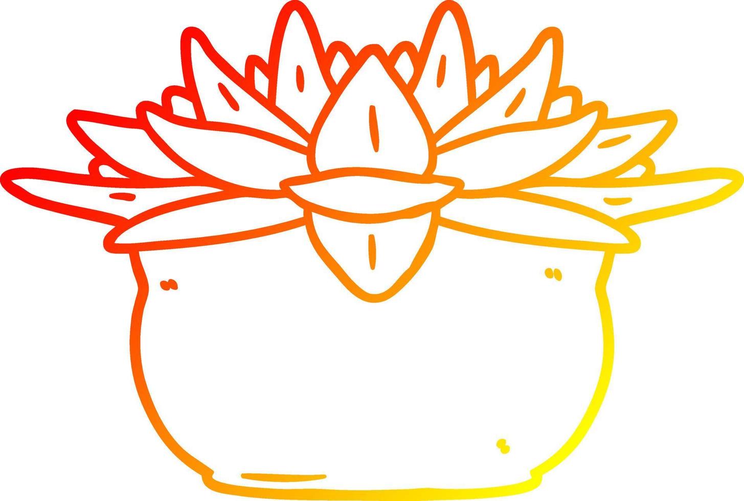warm gradient line drawing cartoon succulent plant vector