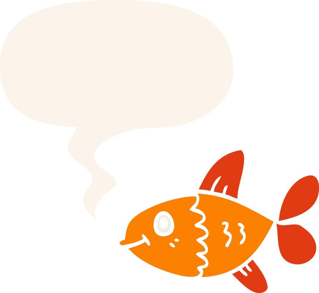cartoon fish and speech bubble in retro style vector