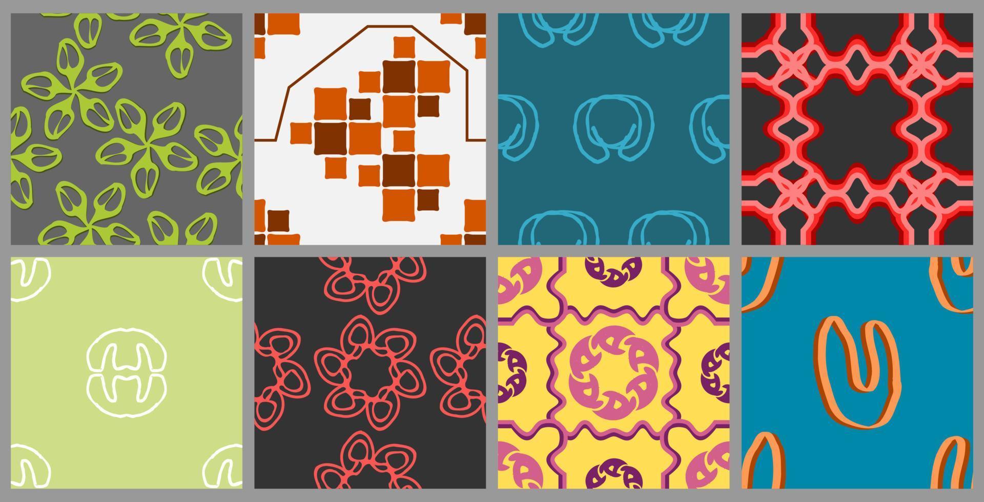 a collection of seamless patterns in an abstract and elegant style