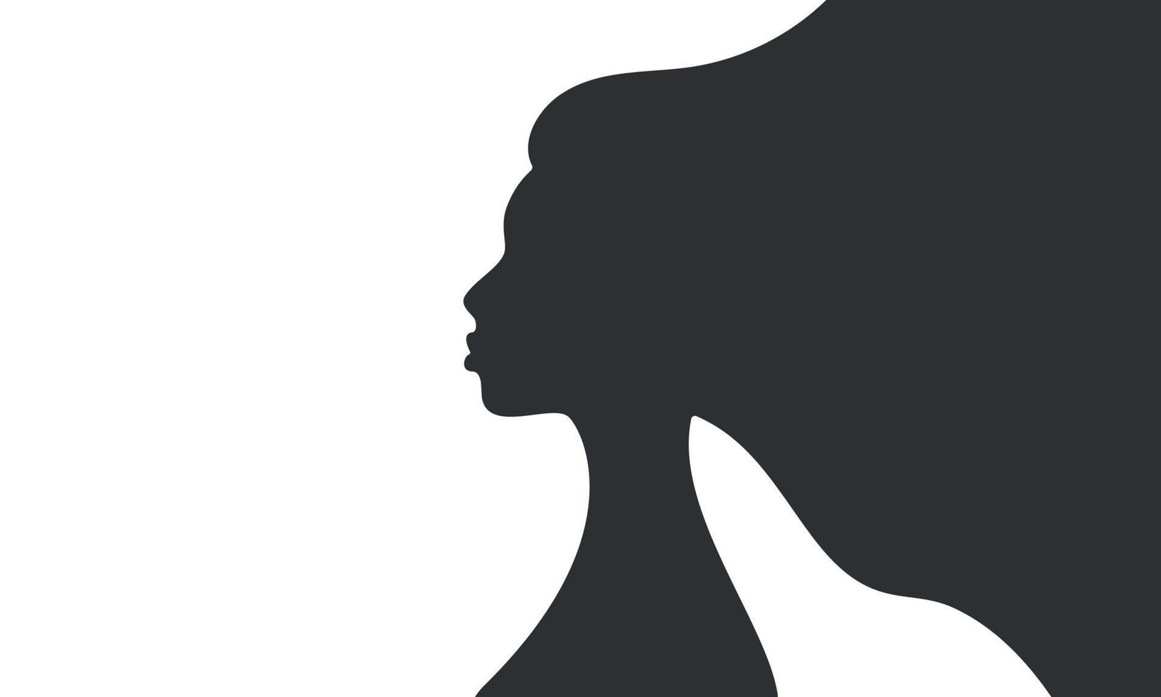 White profile silhouette of young girl or woman Vector Image