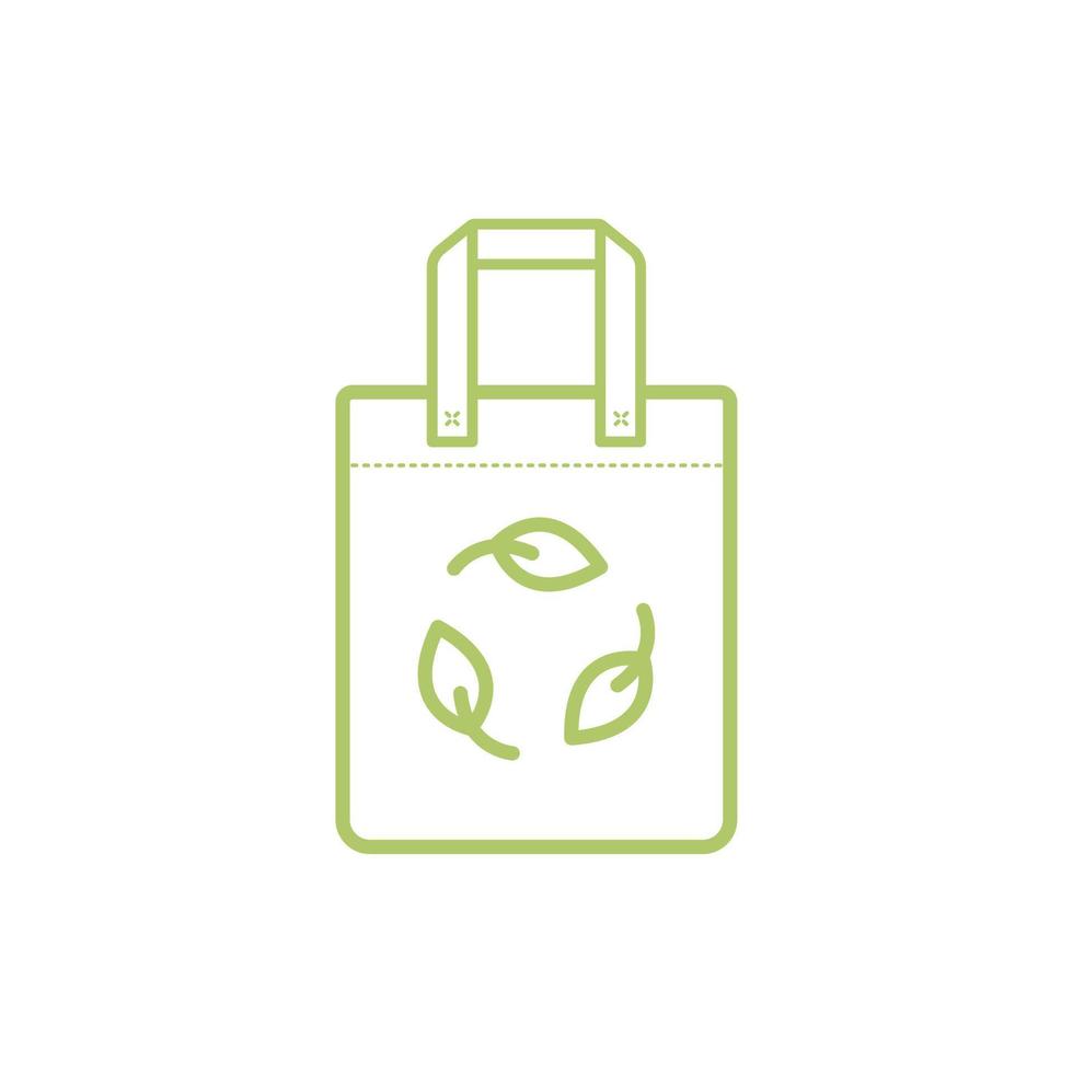 Shopping bag line icon. Cotton eco bag or paper package. Conscious consumption zero waste concept. Vector illustration