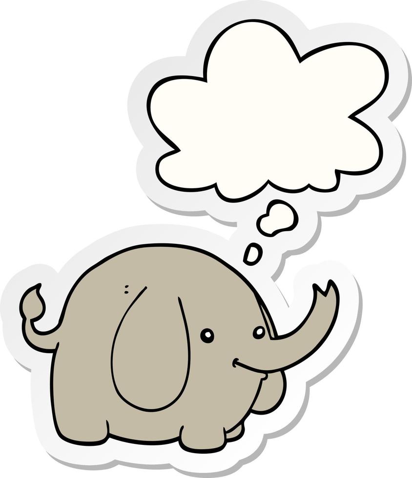 cartoon elephant and thought bubble as a printed sticker vector