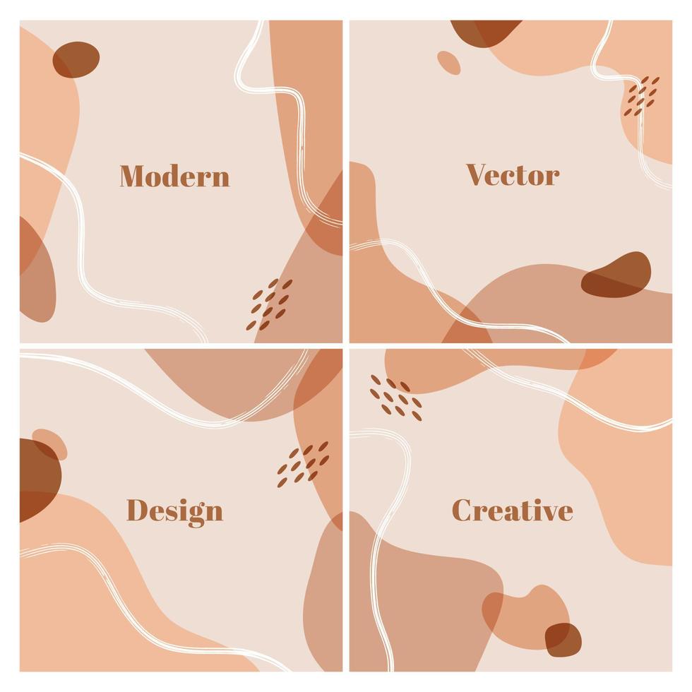 conjunto de fondo cuadrado moderno con líneas y formas orgánicas abstractas. plantilla de diseño elegante con espacio para texto. ilustración vectorial vector